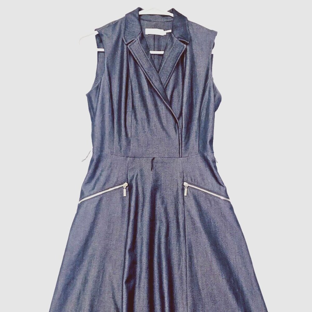 Calvin Klein dress A Line fit & flare grey zipper size 10